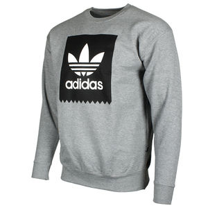 Adidas Originals Men's Trefoil Blackbird Fleece Crew Neck Sweatshirt Heather Gre